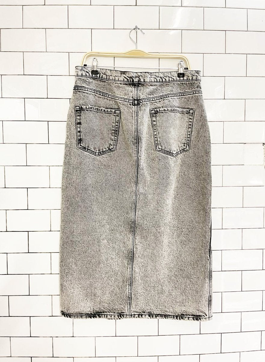 zara acid wash denim midi skirt - good market thrift store