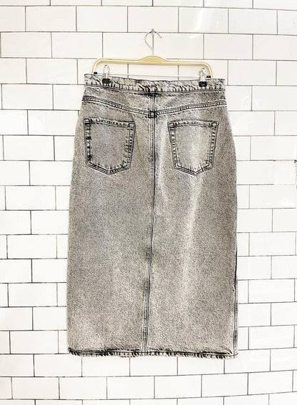 zara acid wash denim midi skirt - good market thrift store