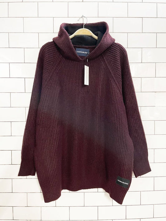 nwt calvin klein wool - blend knit hoodie - good market thrift store