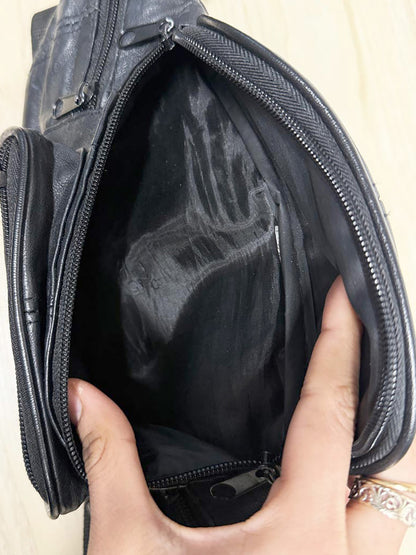 leather multi-pocket belt bag | adjustable strap