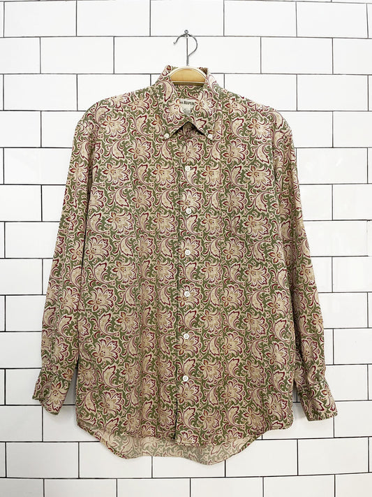 vintage 80s banana republic paisley full button shirt