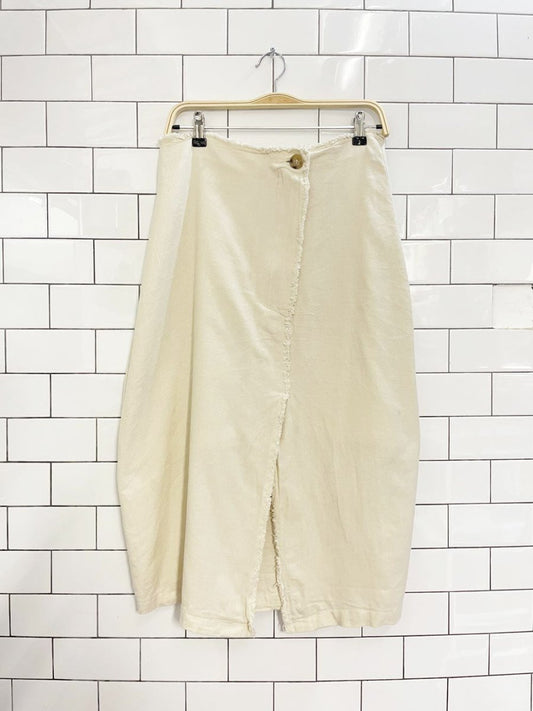 prima raw edge cotton midi skirt - good market thrift store