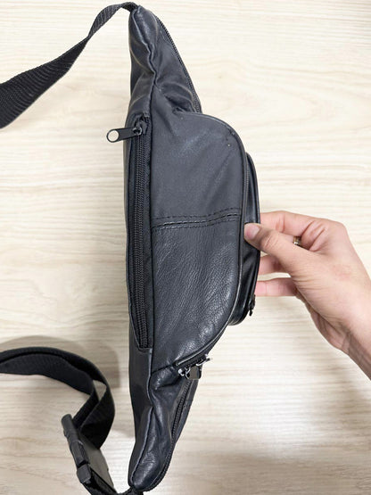 leather multi-pocket belt bag | adjustable strap