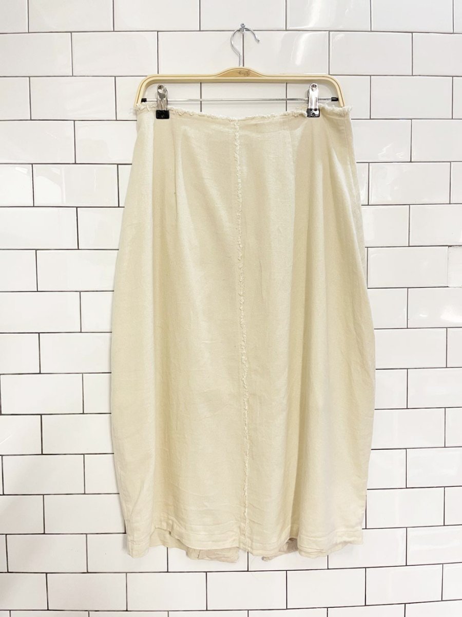 prima raw edge cotton midi skirt - good market thrift store