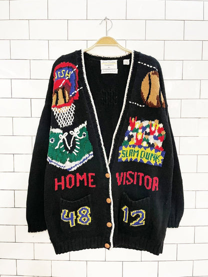vintage 90s hand - knit marisa christina basketball cardigan | ramie - cotton - good market thrift store