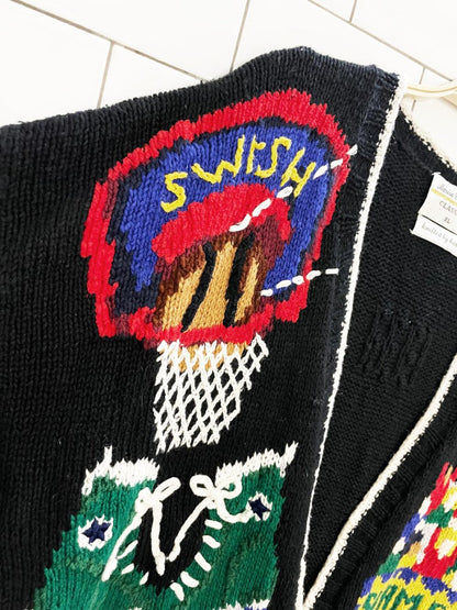 vintage 90s hand - knit marisa christina basketball cardigan | ramie - cotton - good market thrift store