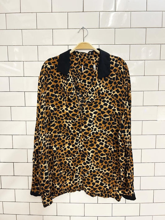 vintage 00s cheetah print blouse - good market thrift store