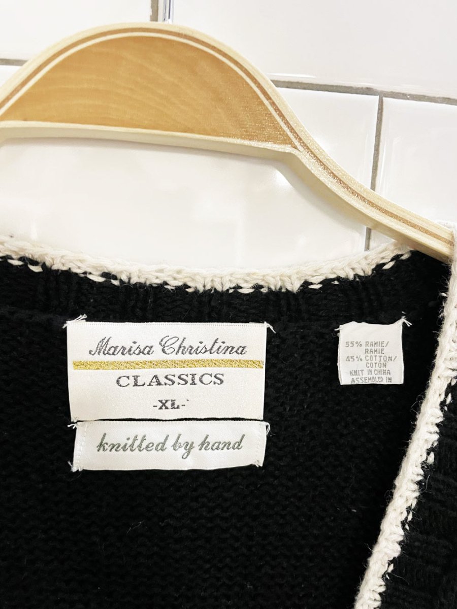 vintage 90s hand - knit marisa christina basketball cardigan | ramie - cotton - good market thrift store