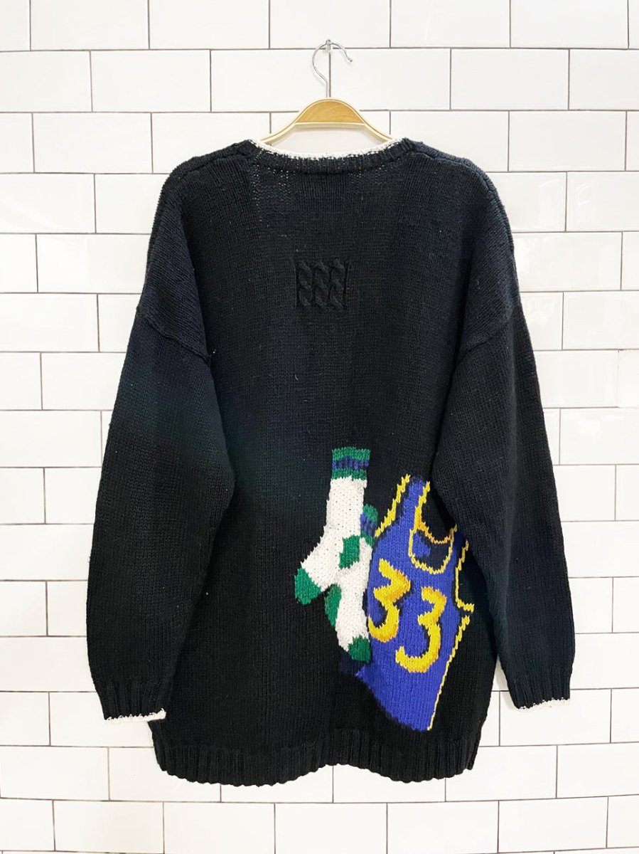 vintage 90s hand - knit marisa christina basketball cardigan | ramie - cotton - good market thrift store