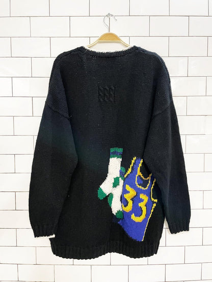 vintage 90s hand - knit marisa christina basketball cardigan | ramie - cotton - good market thrift store