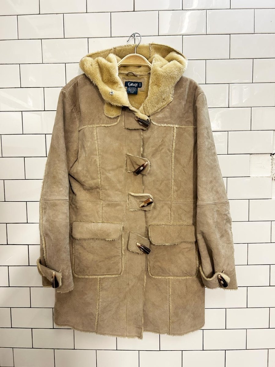 vintage 90s garage suede faux fur duffle coat - good market thrift store