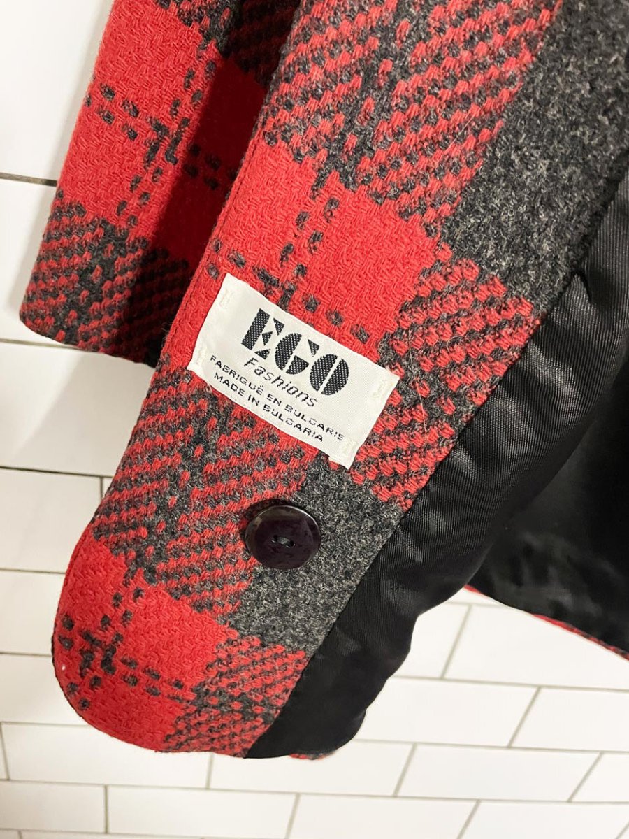 vintage 80s ego wool - blend tweed plaid blazer - good market thrift store