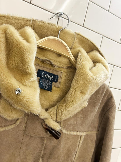 vintage 90s garage suede faux fur duffle coat - good market thrift store
