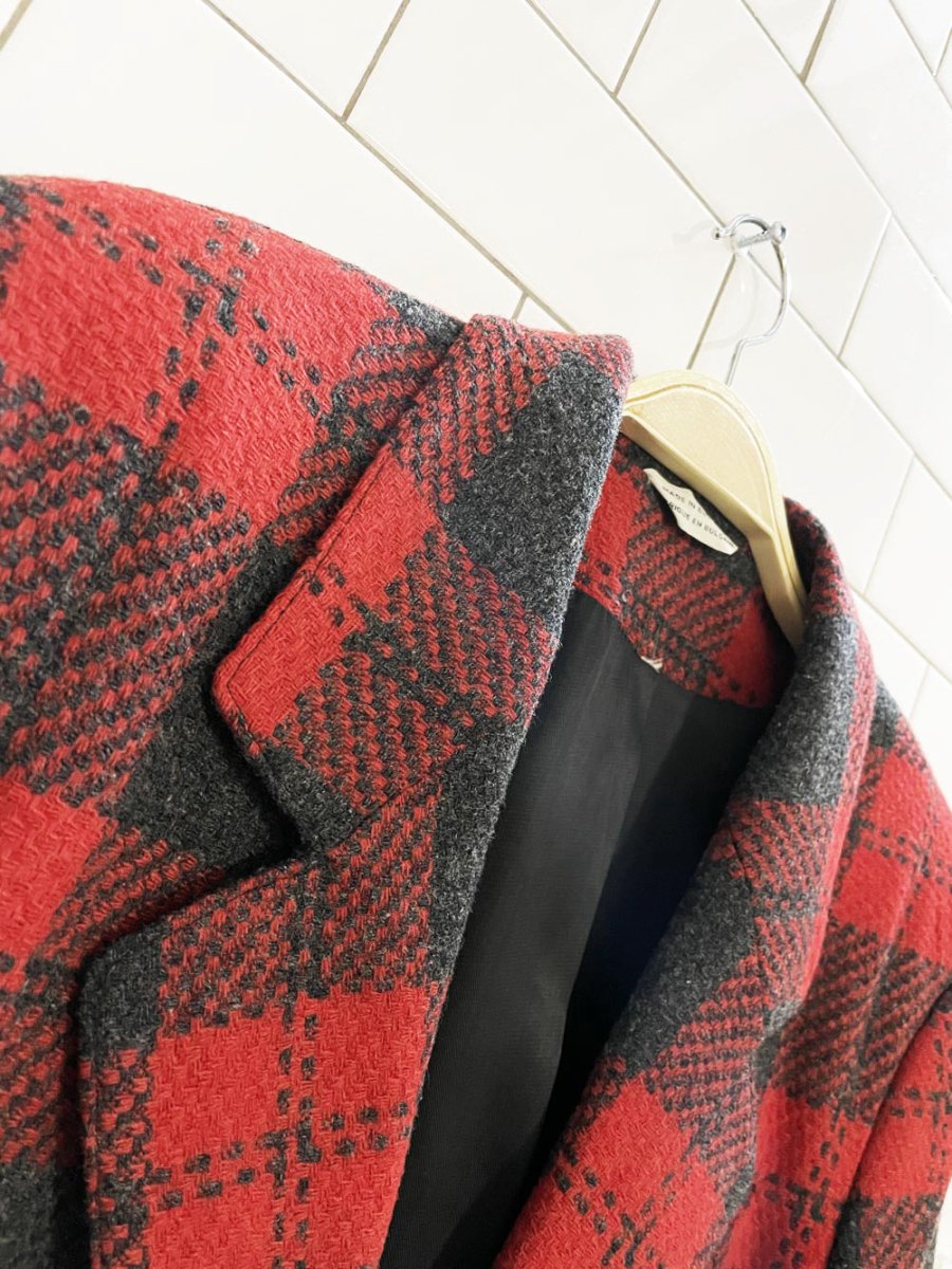 vintage 80s ego wool - blend tweed plaid blazer - good market thrift store