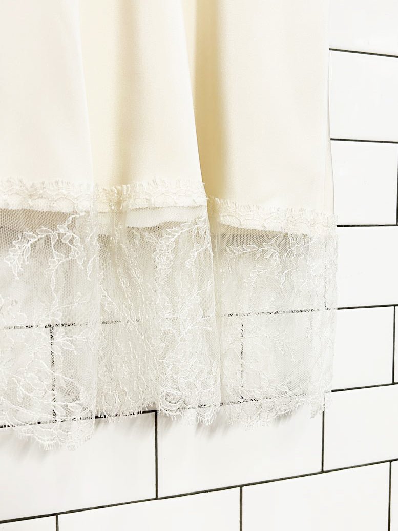 satin cream lace trim silk - lined slip dress - good market thrift store