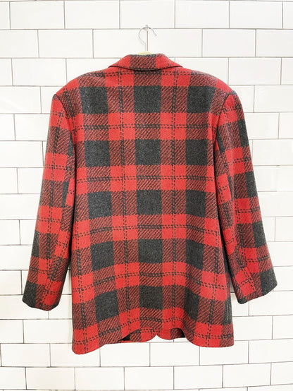 vintage 80s ego wool - blend tweed plaid blazer - good market thrift store