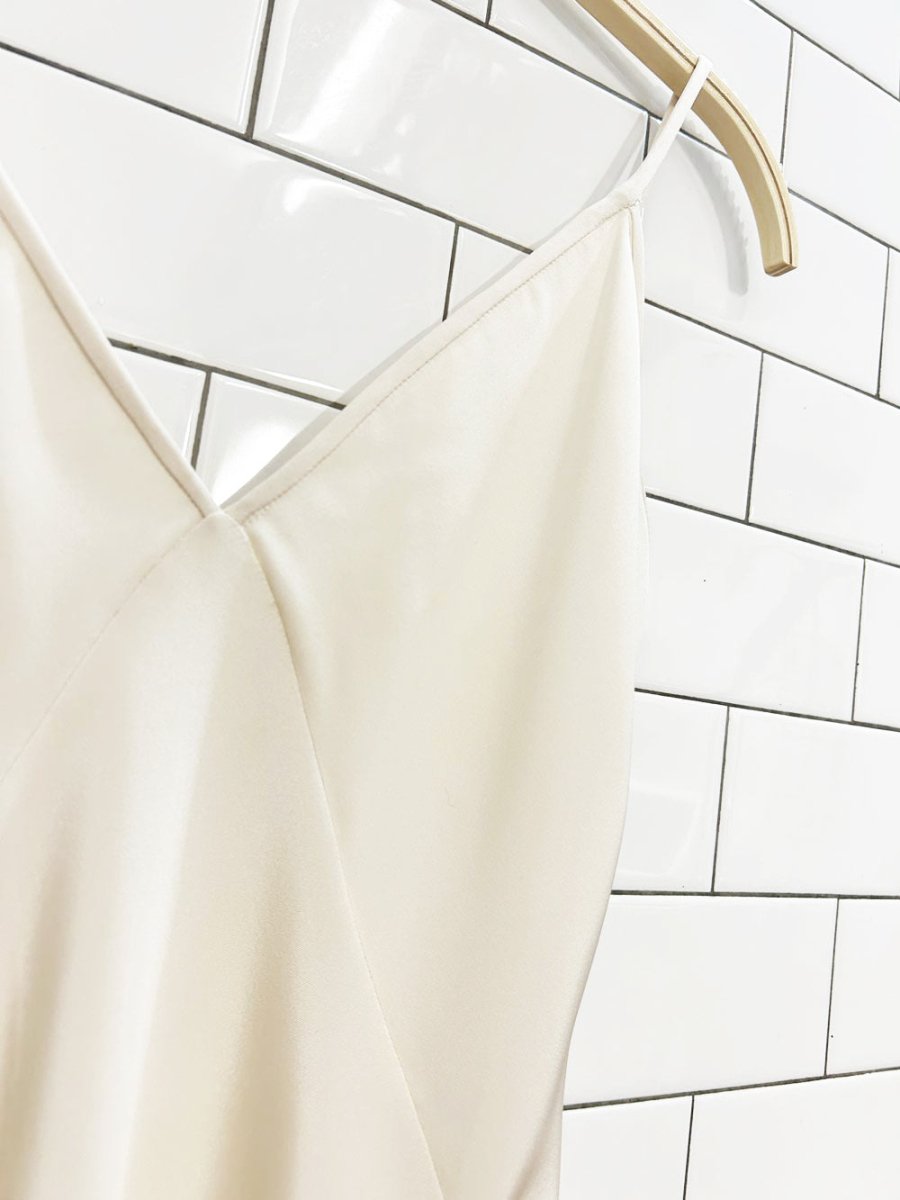 satin cream lace trim silk - lined slip dress - good market thrift store