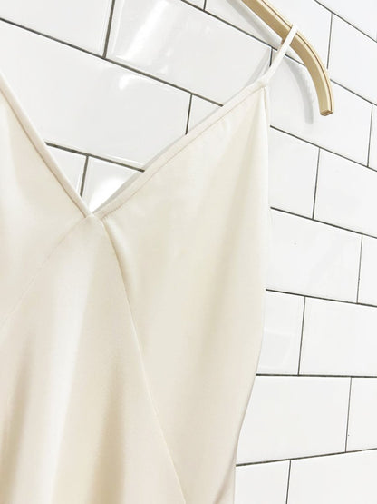 satin cream lace trim silk - lined slip dress - good market thrift store