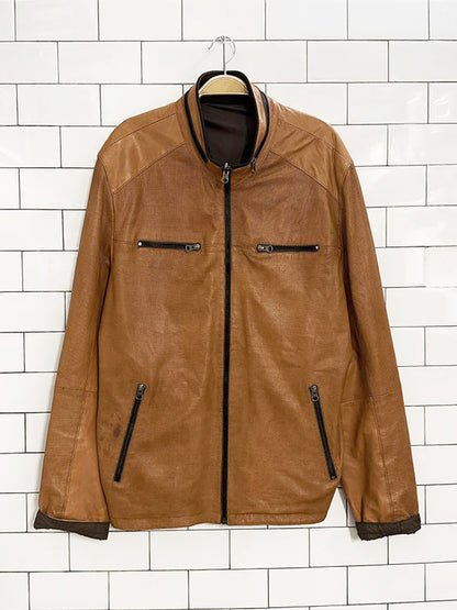 vintage 00s nikolas collection lamb leather reversible full zip jacket