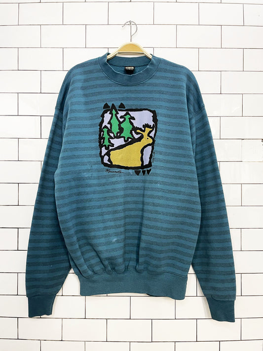 vintage minnesota moose stripe sweatshirt | made in USA | HL miller gold