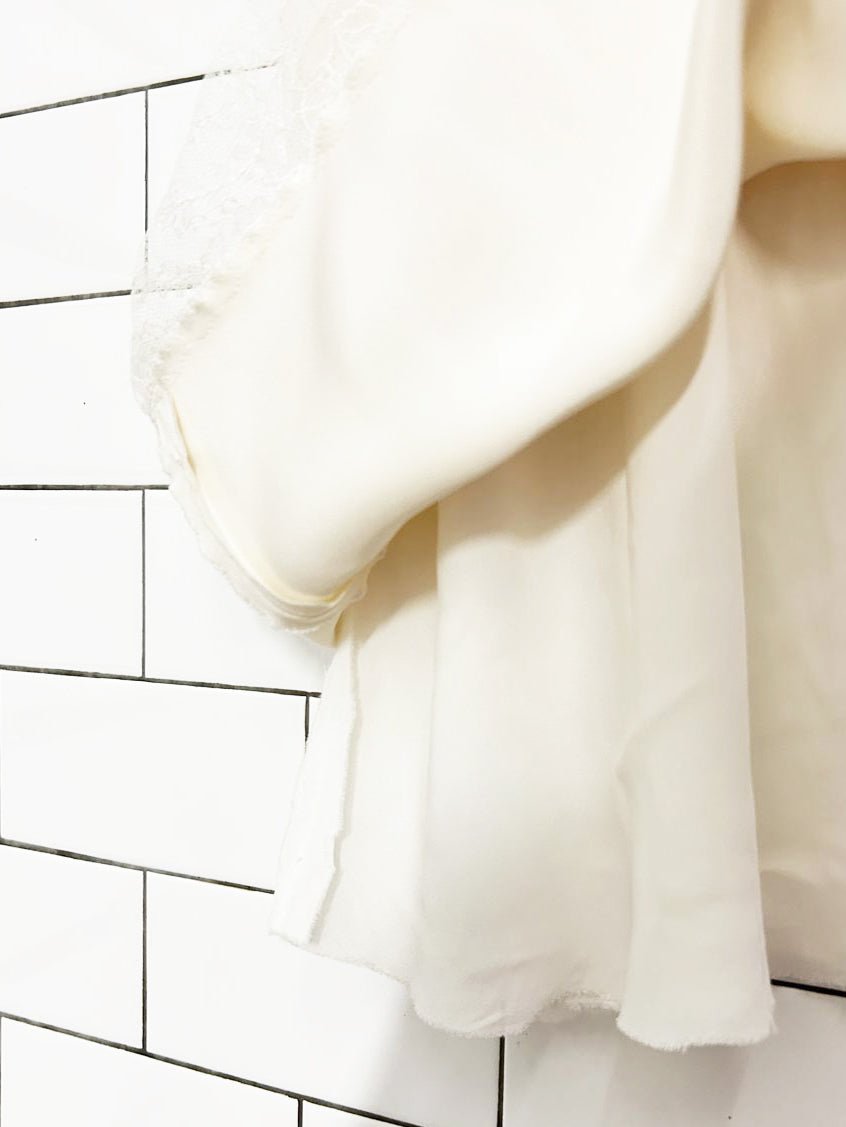 satin cream lace trim silk - lined slip dress - good market thrift store