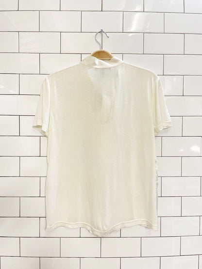 maje satin monogram tie neck tee - good market thrift store