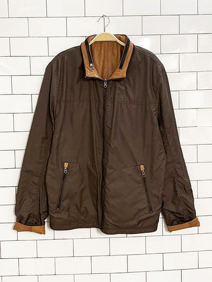 vintage 00s nikolas collection lamb leather reversible full zip jacket