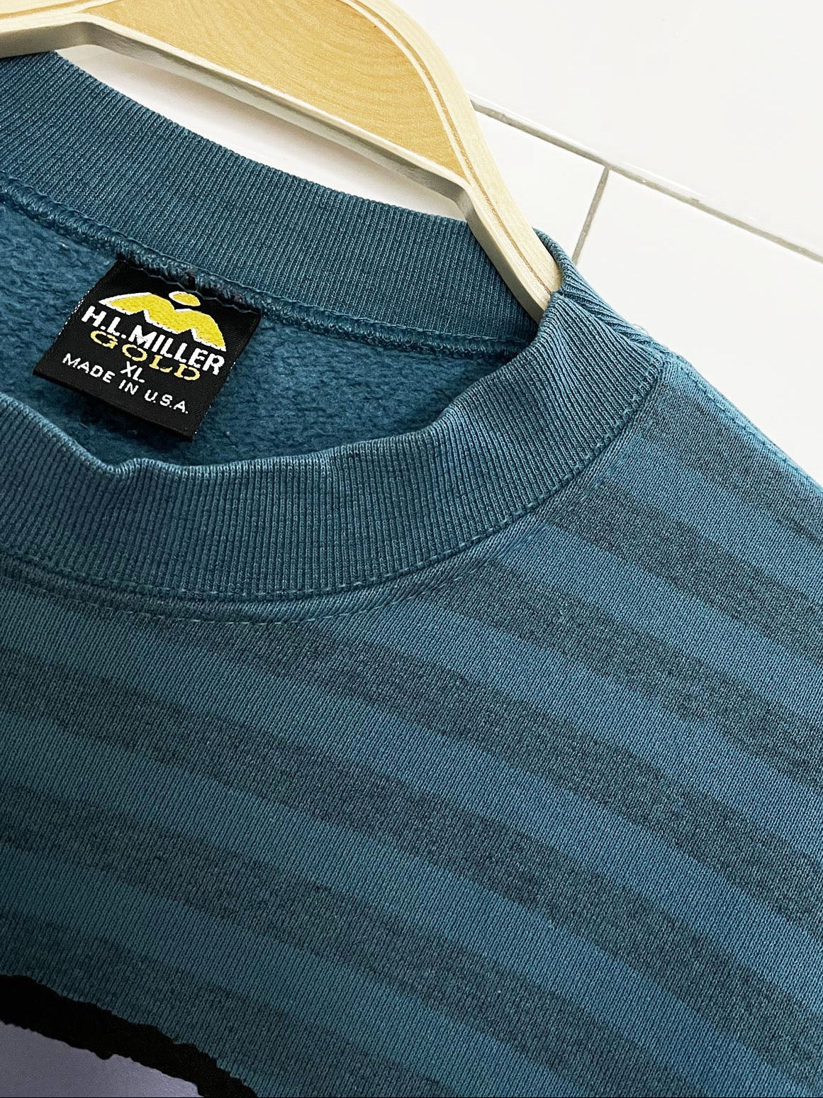 vintage minnesota moose stripe sweatshirt | made in USA | HL miller gold