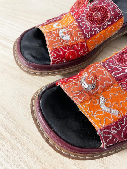 y2k reiker boho patchwork embroidered sandal - good market thrift store