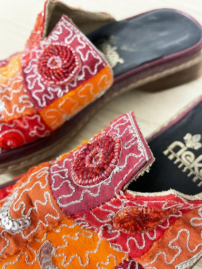 y2k reiker boho patchwork embroidered sandal - good market thrift store