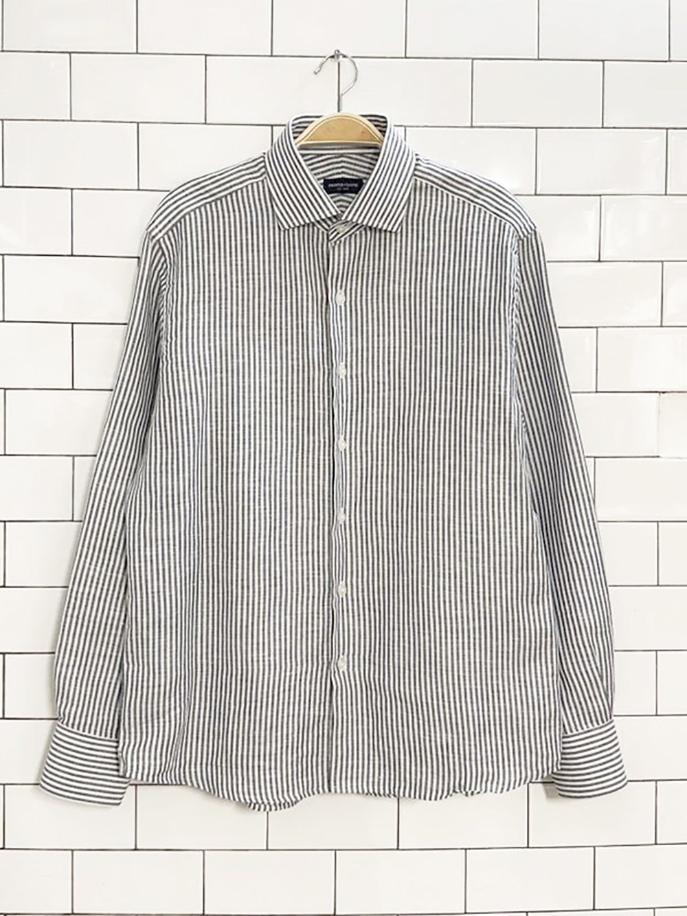 proper cloth linen-blend striped shirt