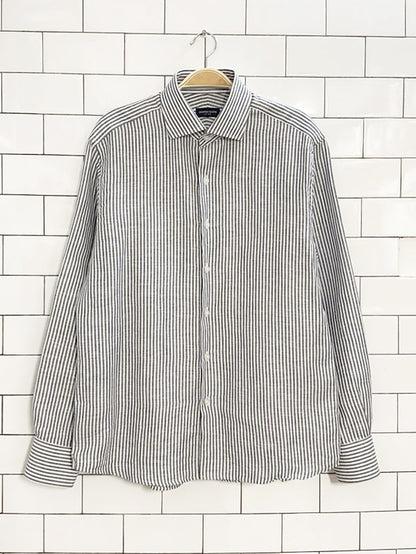 proper cloth linen-blend striped shirt