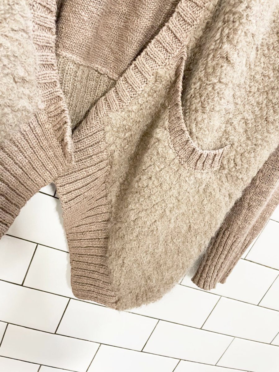 sleeping on snow wool - blend slubby boucle open knit cardigan | anthropologie - good market thrift store