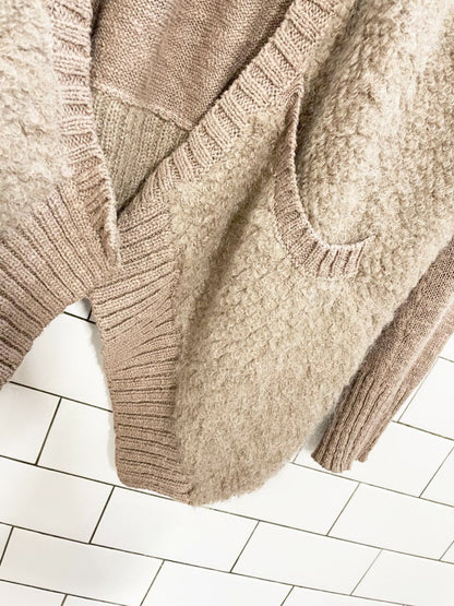 sleeping on snow wool - blend slubby boucle open knit cardigan | anthropologie - good market thrift store