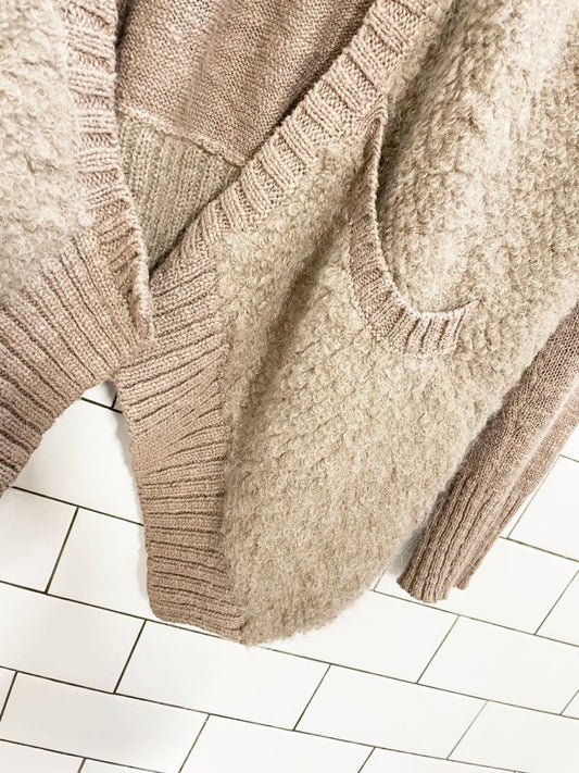 sleeping on snow wool - blend slubby boucle open knit cardigan | anthropologie - good market thrift store