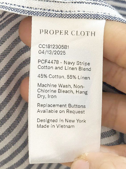 proper cloth linen-blend striped shirt