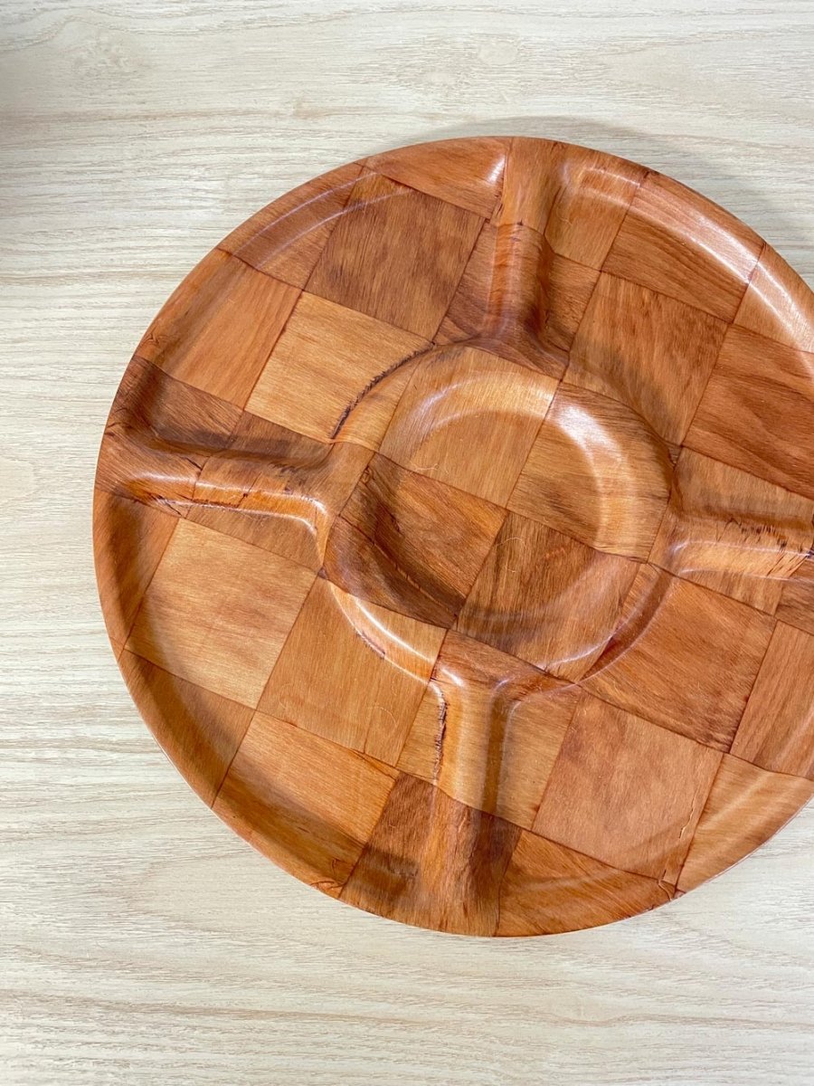 vintage 70s mcm weavewood serving tray - good market thrift store