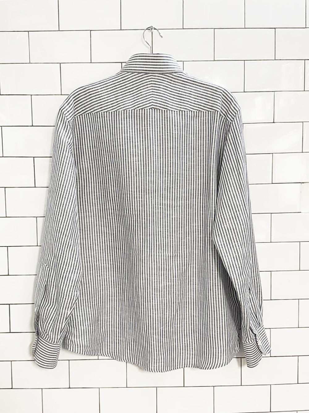 proper cloth linen-blend striped shirt