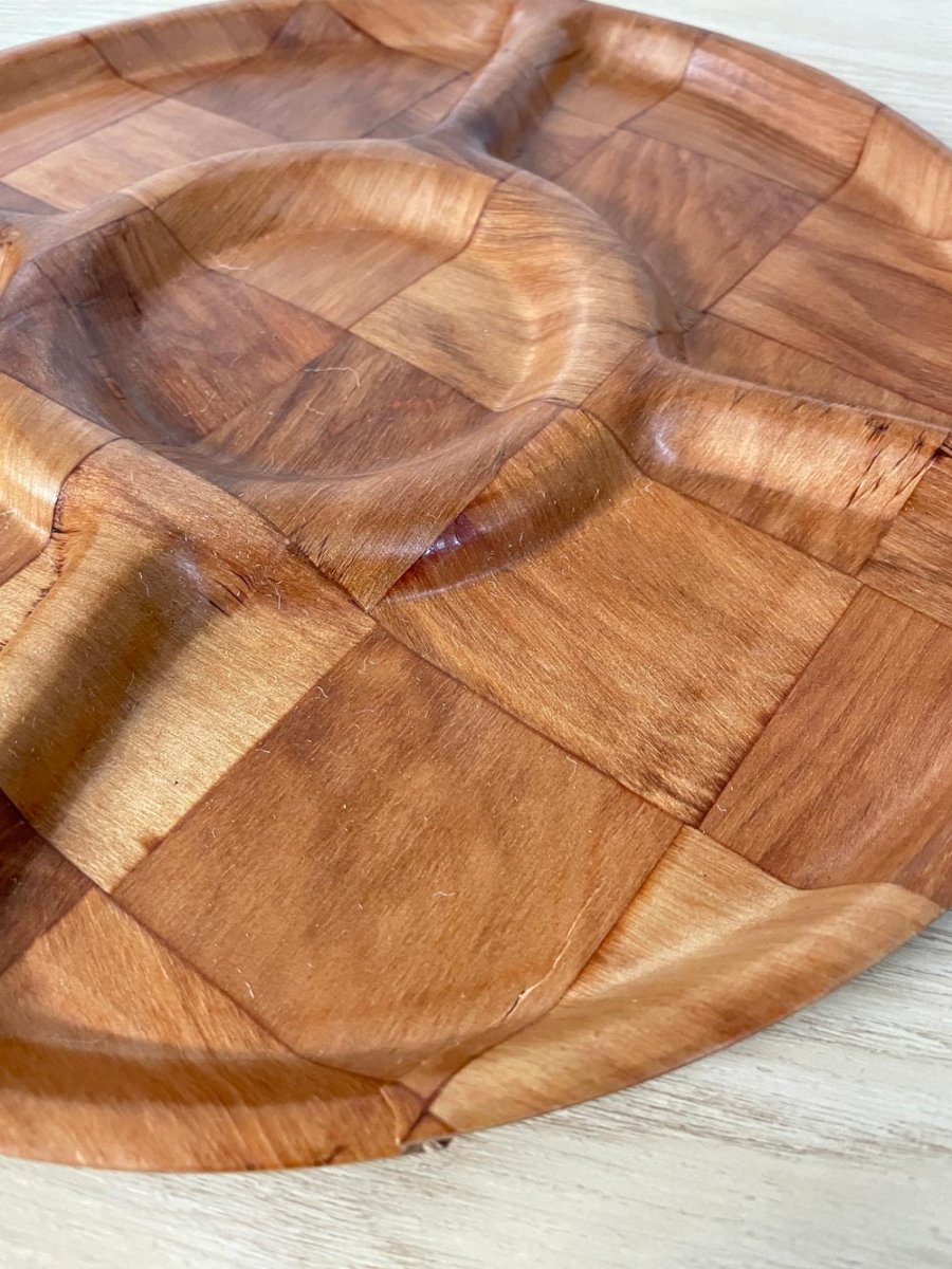 vintage 70s mcm weavewood serving tray - good market thrift store