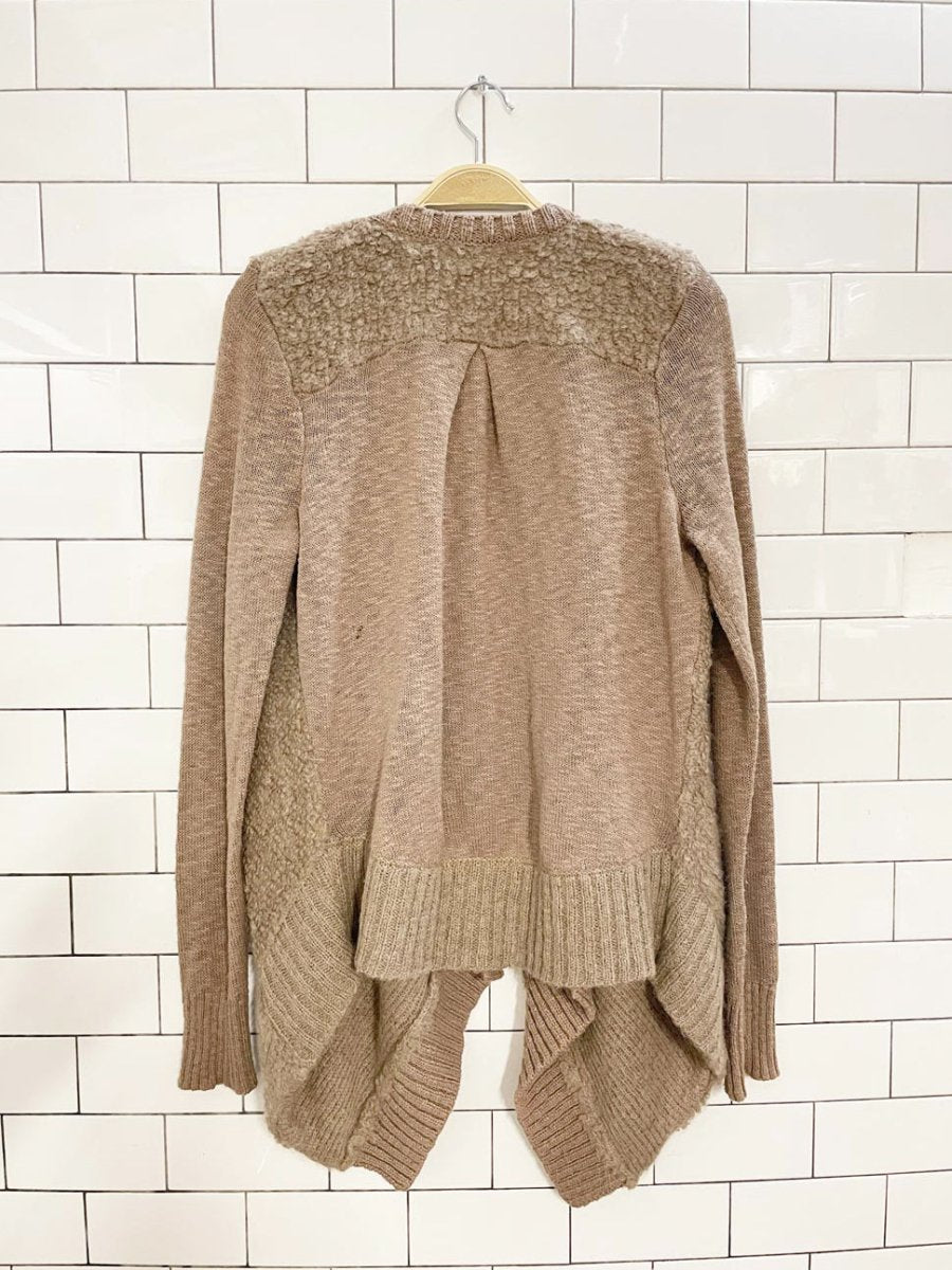 sleeping on snow wool - blend slubby boucle open knit cardigan | anthropologie - good market thrift store