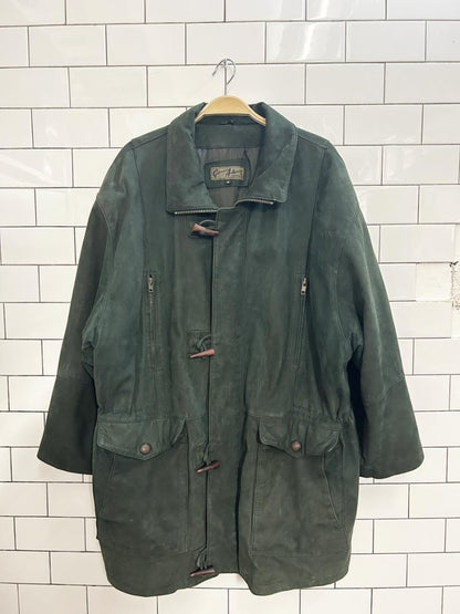 vintage 90s gianni antonio soft suede duffle coat - good market thrift store