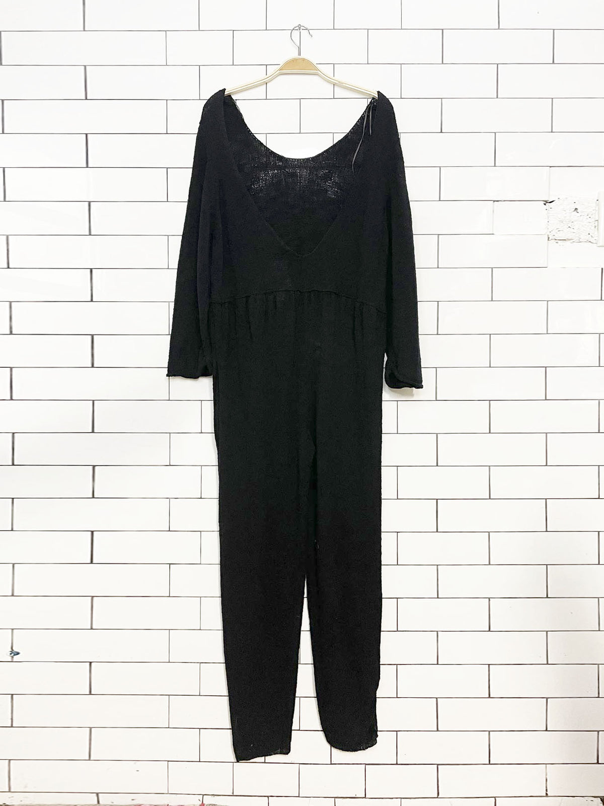 nwt free people beach breaking free knit raw edge oversized jumpsuit