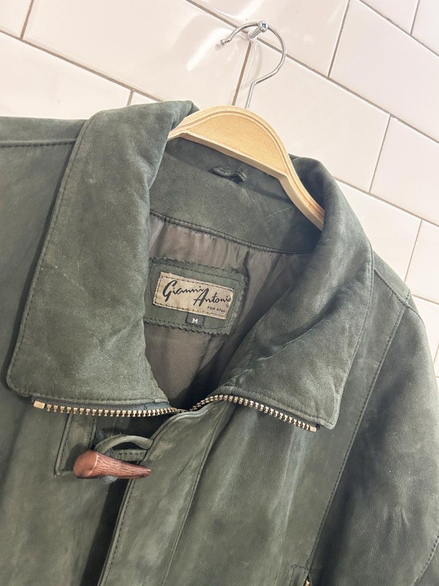 vintage 90s gianni antonio soft suede duffle coat - good market thrift store