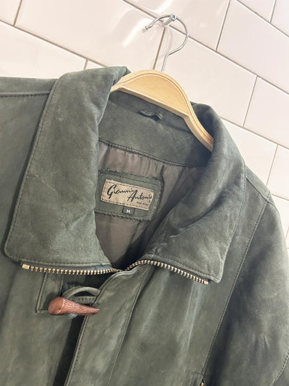 vintage 90s gianni antonio soft suede duffle coat - good market thrift store
