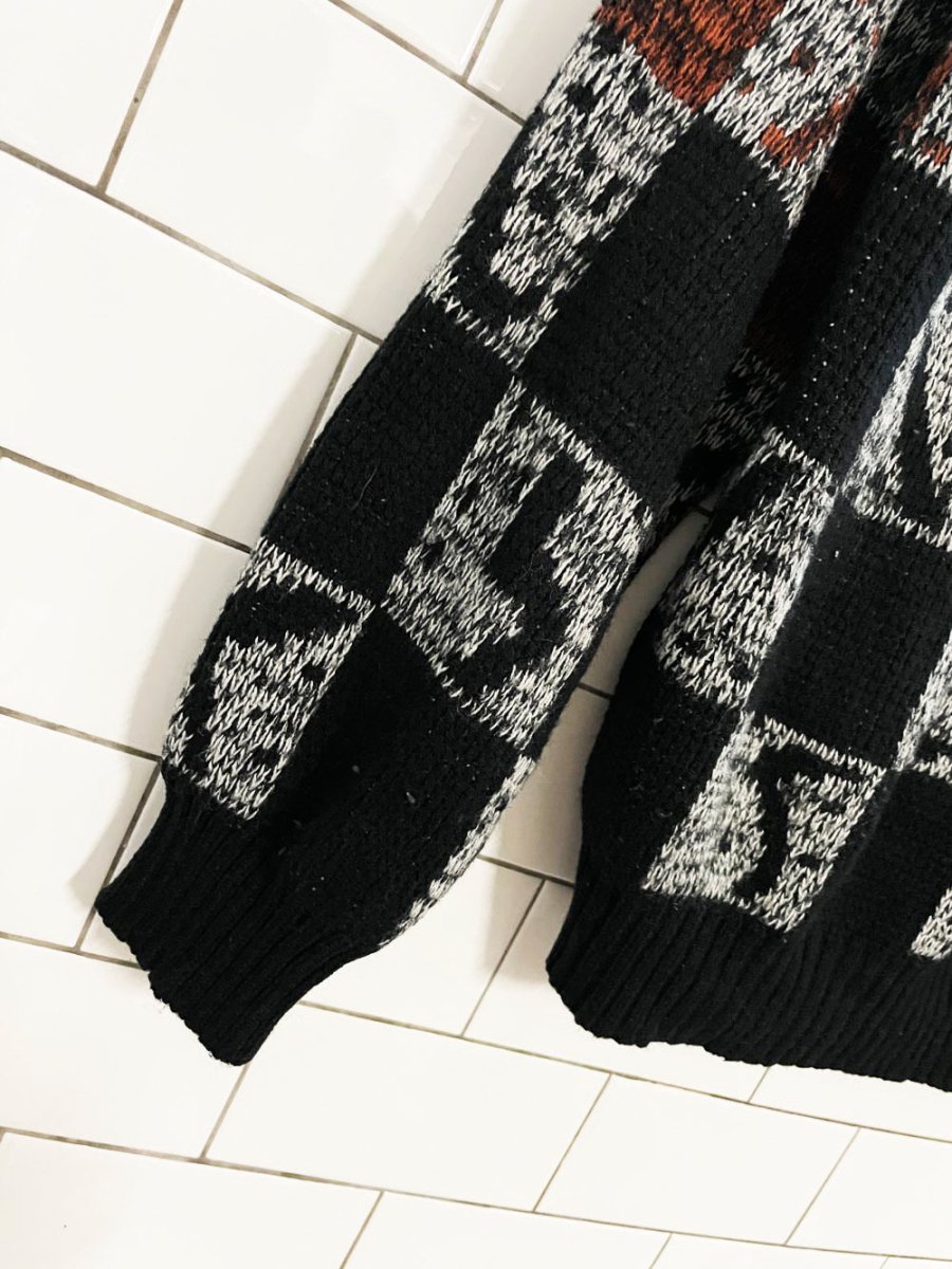 vintage 90s geoffrey hayes checkerboard knit dad sweater - good market thrift store