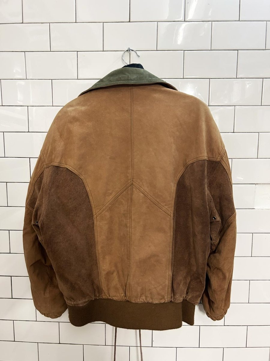 vintage 90s izzi layered soft suede bomber jacket - good market thrift store