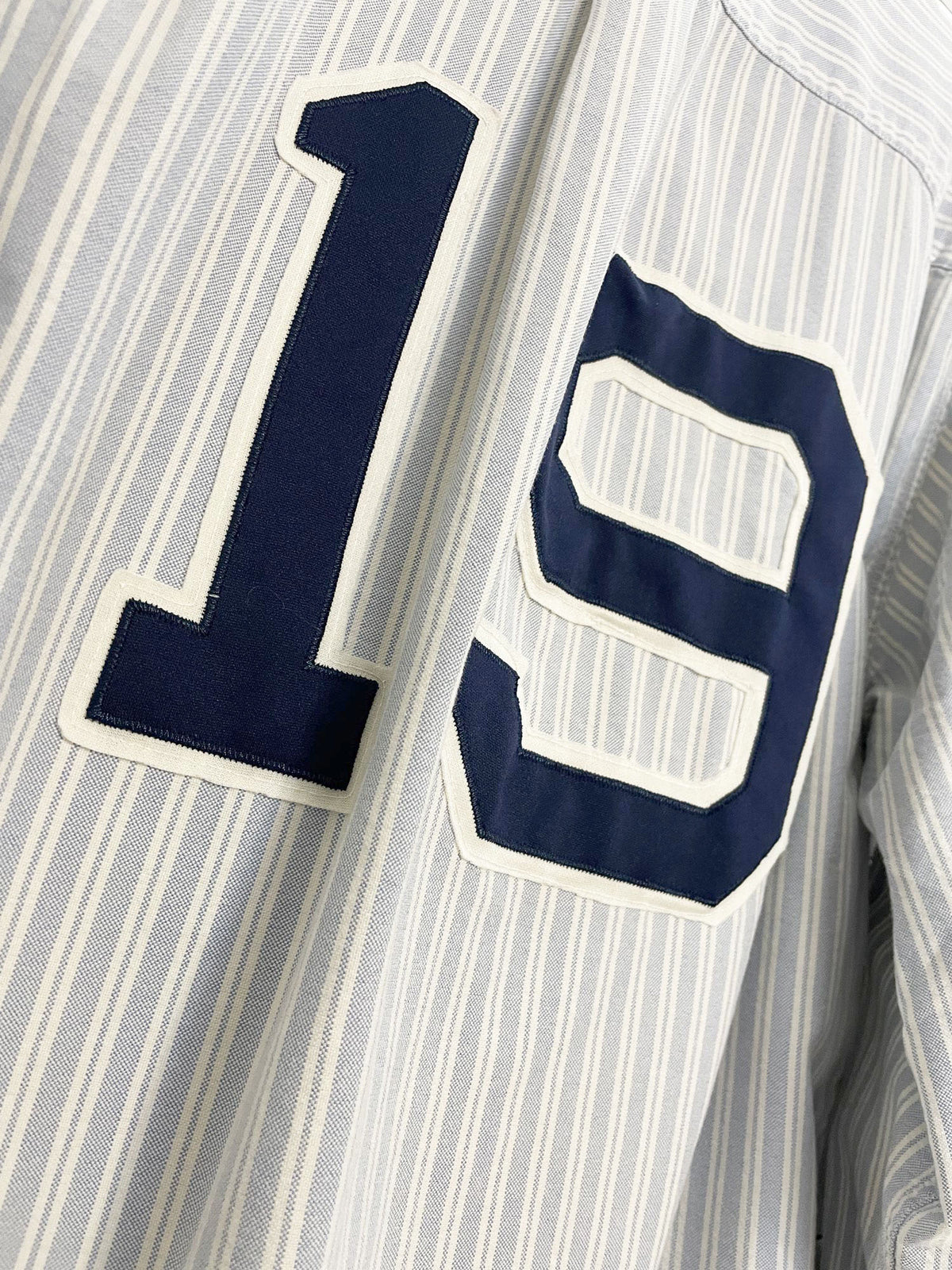 vintage eddie bauer x cleveland sporty prep blue stripe cropped shirt | rework