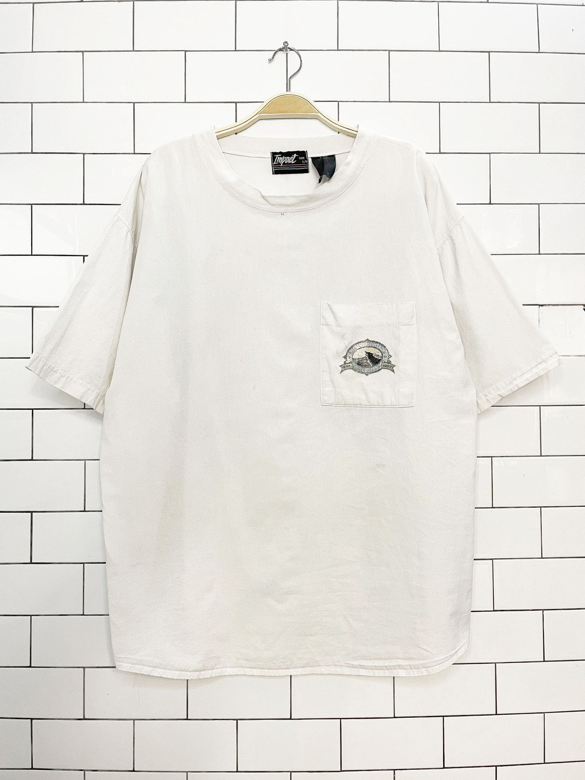 vintage 90s impact wilderness wolf mountain mallards pocket tee | authentic wildlife collection