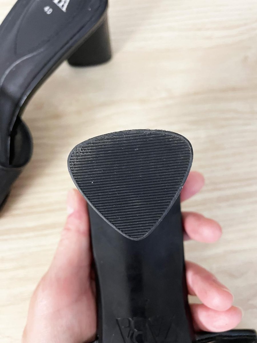 zara black mesh heeled sandals - good market thrift store