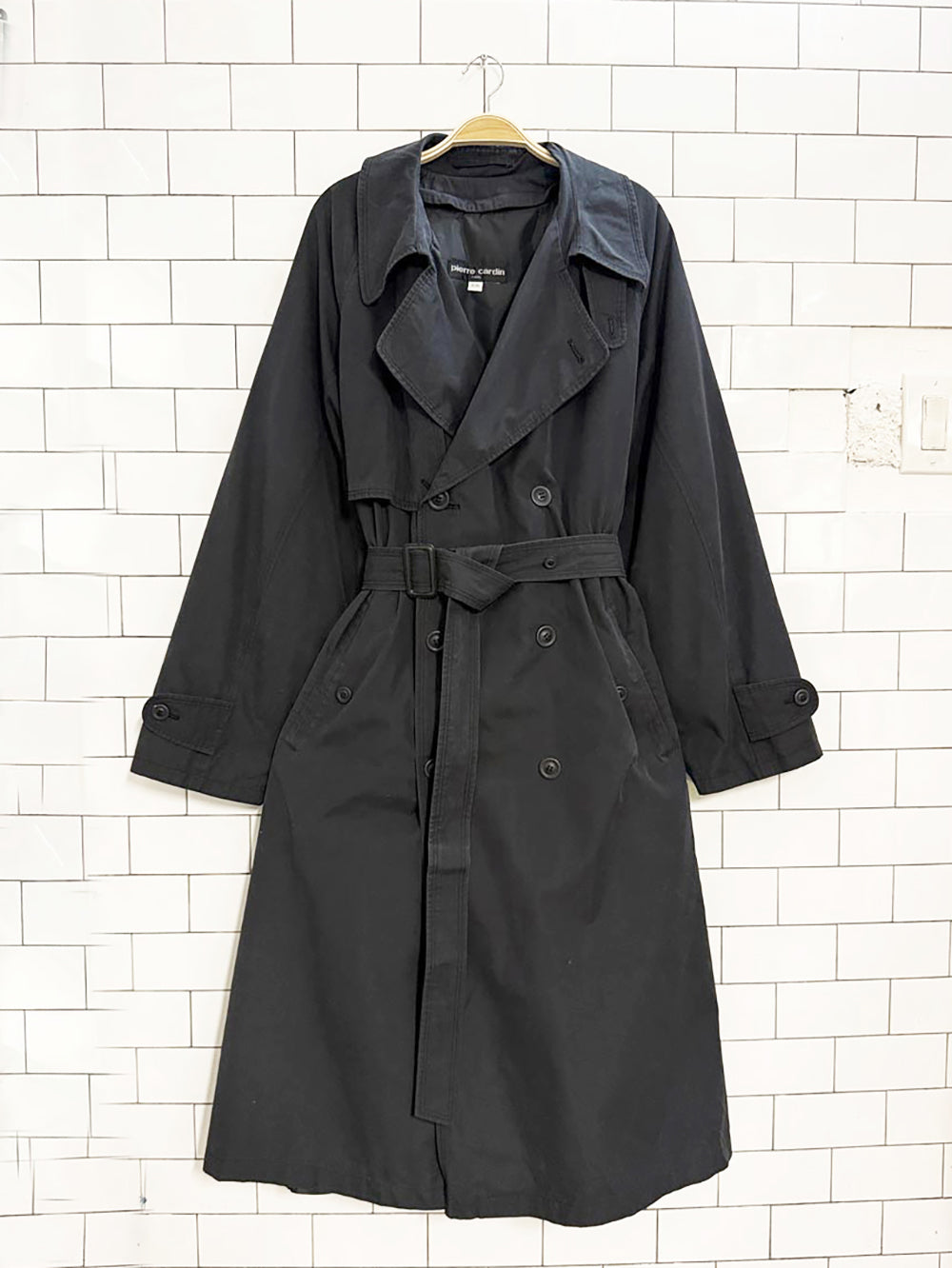 vintage pierre cardin double breasted belted trench coat | removable lining